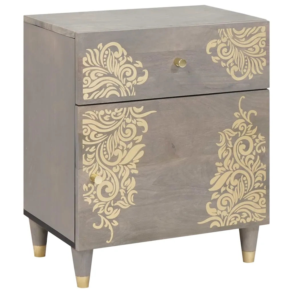 vidaXL Armadio da Notte Grigio 50 x 33 x 60 cm legno massello di mango