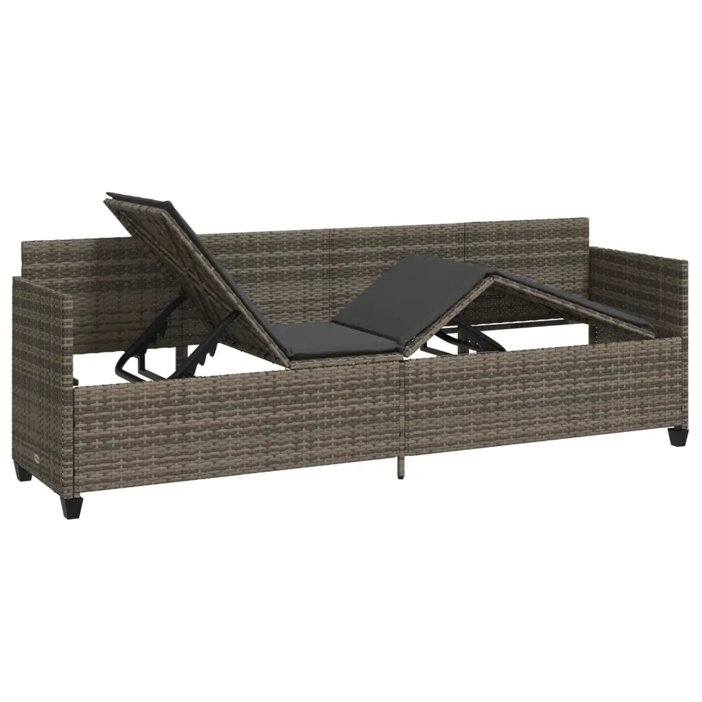 Lettino Prendisole con Cuscini GrigioÂ in Polyrattan