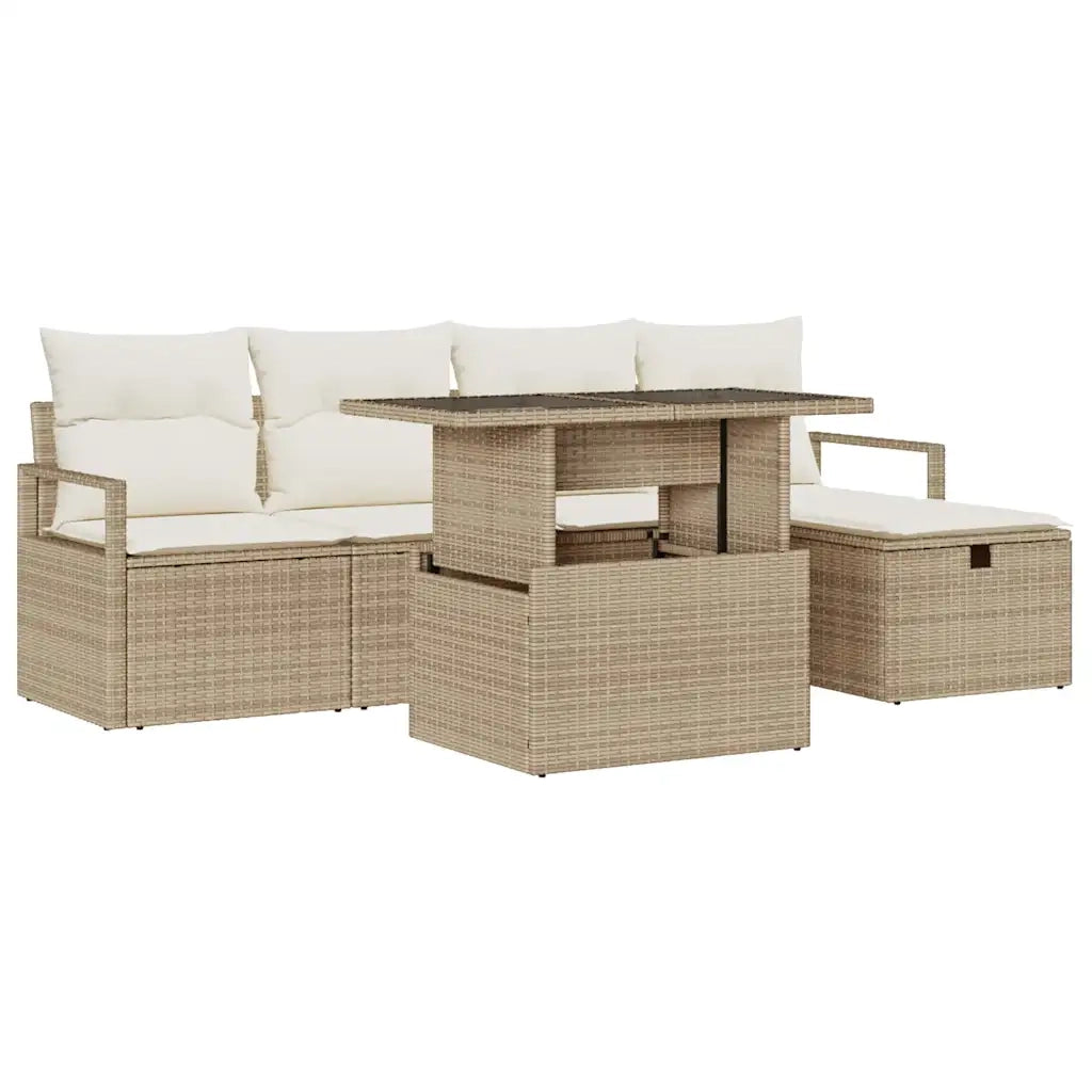 Set Divano da Giardino con cuscino 6 pcs Beige Poly Rattan 3361120