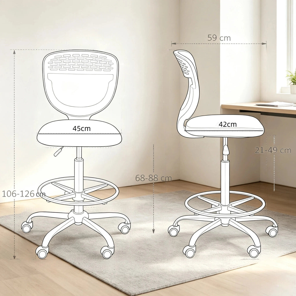 Sedia da ufficio ergonomica in rete nera, 1 pezzo, altezza regolabile 68-88 cm