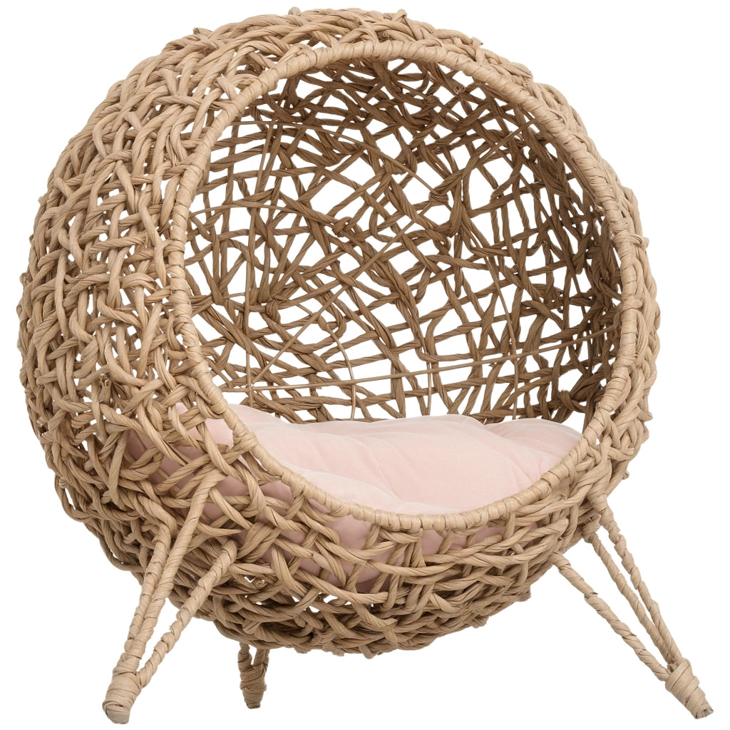 Cuccia per Gatti in Rattan con Cuscino ¨C zephmum ¨C Naturale ?52 x 58 cm