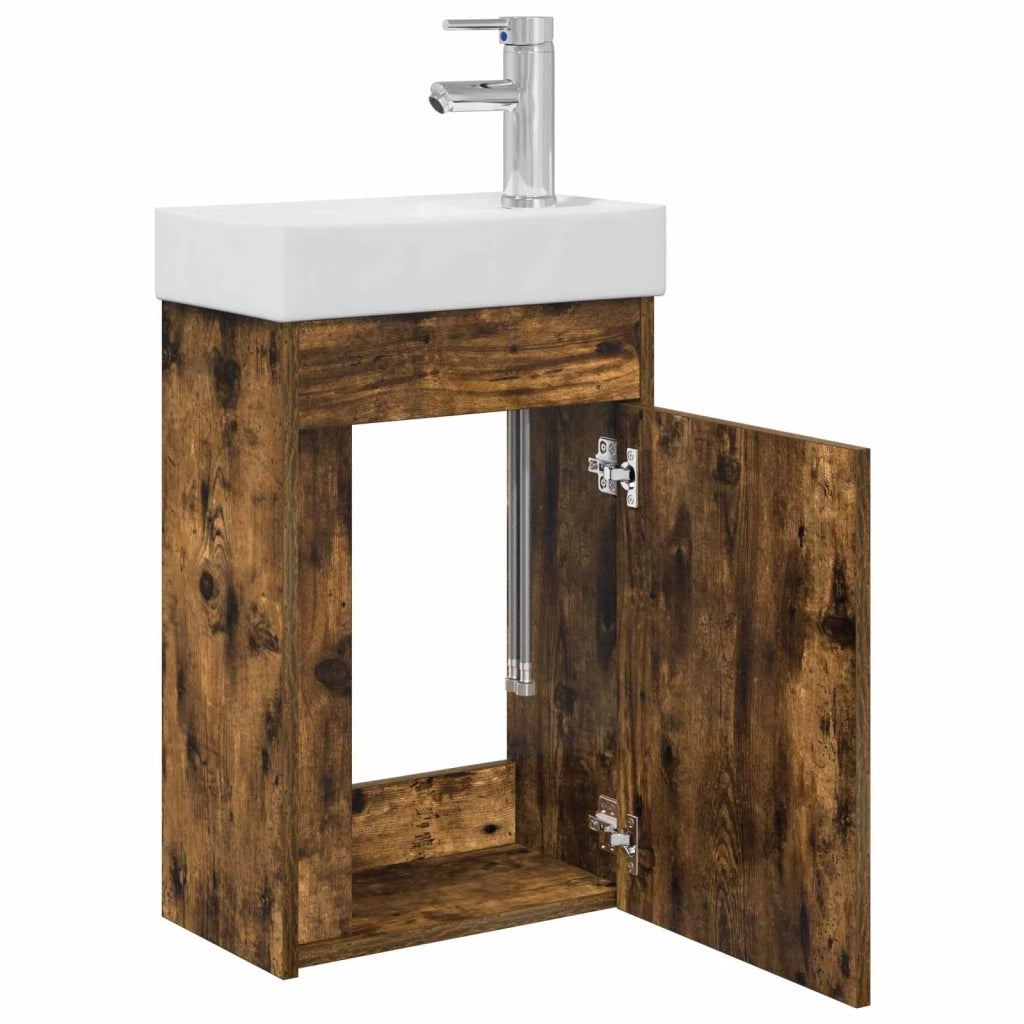 Mobile bagno con rubinetto Rovere Fumo 40,5 x 22,5 x 62 cm 889525