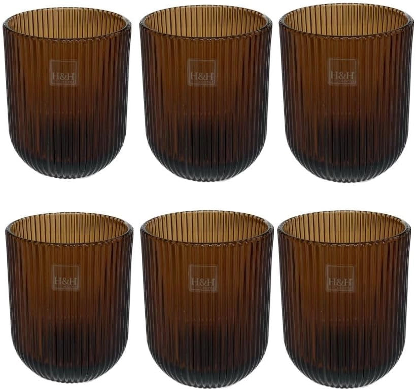 Bicchieri Vetro Peony Amber Cl28, 6 pezzi