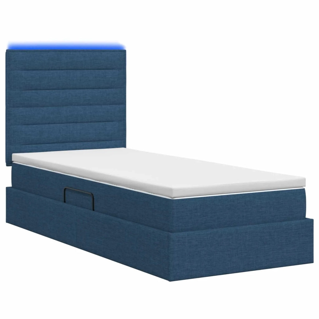 Letto con contenitore LED e materasso Blu 90 x 200 cm Tessuto 3459860