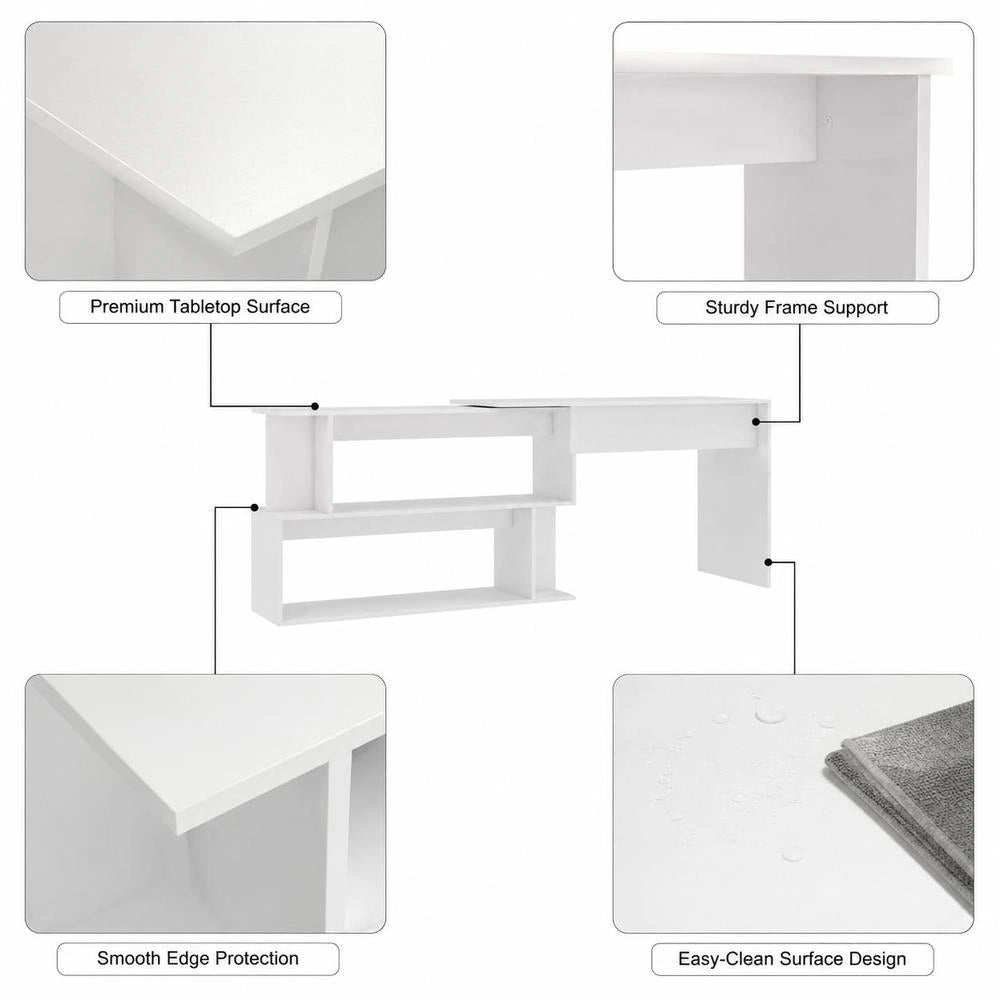 Corner Desk White 200x50x76 Cm Wood-based Material