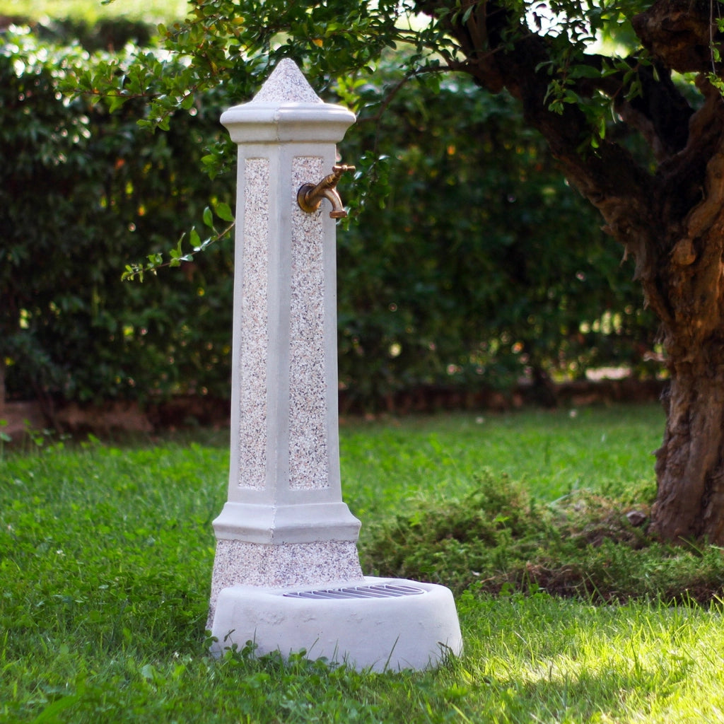 Fontana da Giardino Senza Rubinetto in Cemento Granulato di Marmo Pisa Bianco Rosso e Nero