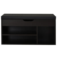 Mobile Scarpiera con Panca Contenitore 80x30x45 cm in Legno Truciolare Noce Scuro