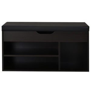 Mobile Scarpiera con Panca Contenitore 80x30x45 cm in Legno Truciolare Noce Scuro