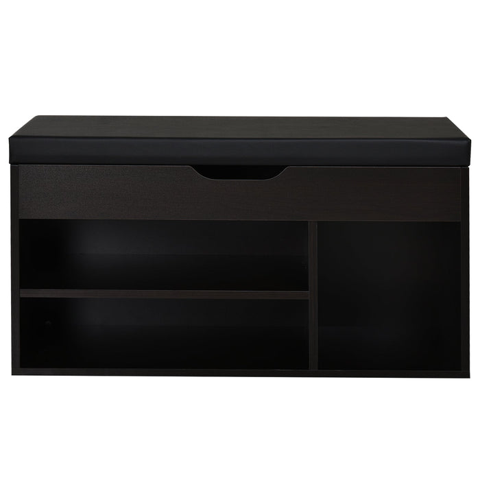 Mobile Scarpiera con Panca Contenitore 80x30x45 cm in Legno Truciolare Noce Scuro