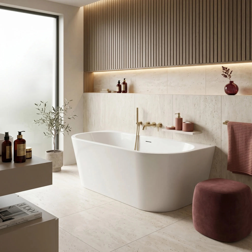 Vasca Bagno A Parete Capri 170cm Copritappo oro spazzolato
