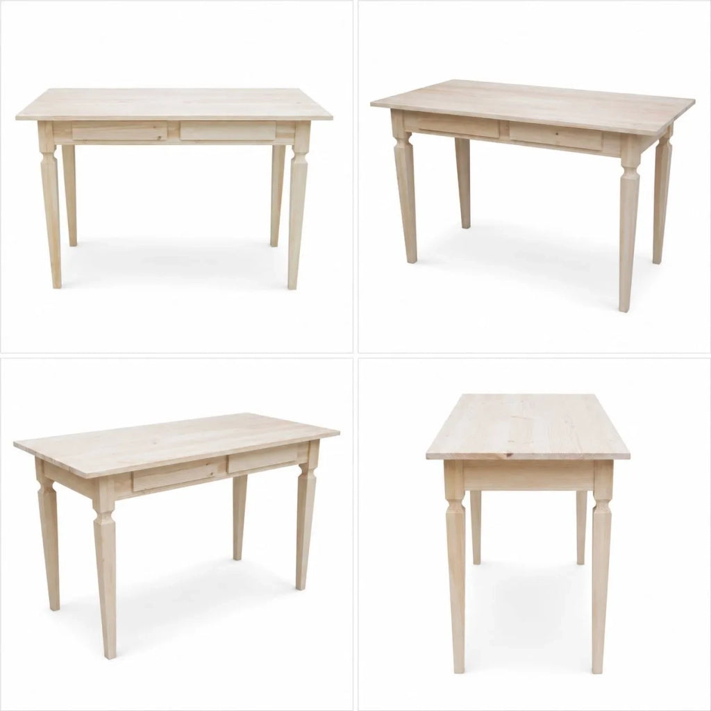 Scrivania 2 cassetti in legno massello grezzo l.120 p.58 h.79 (549) - Mobili 2G