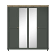 Armadio 200x220 con 4 porte. Color verde kaki e quercia. Collezione ASSIA.