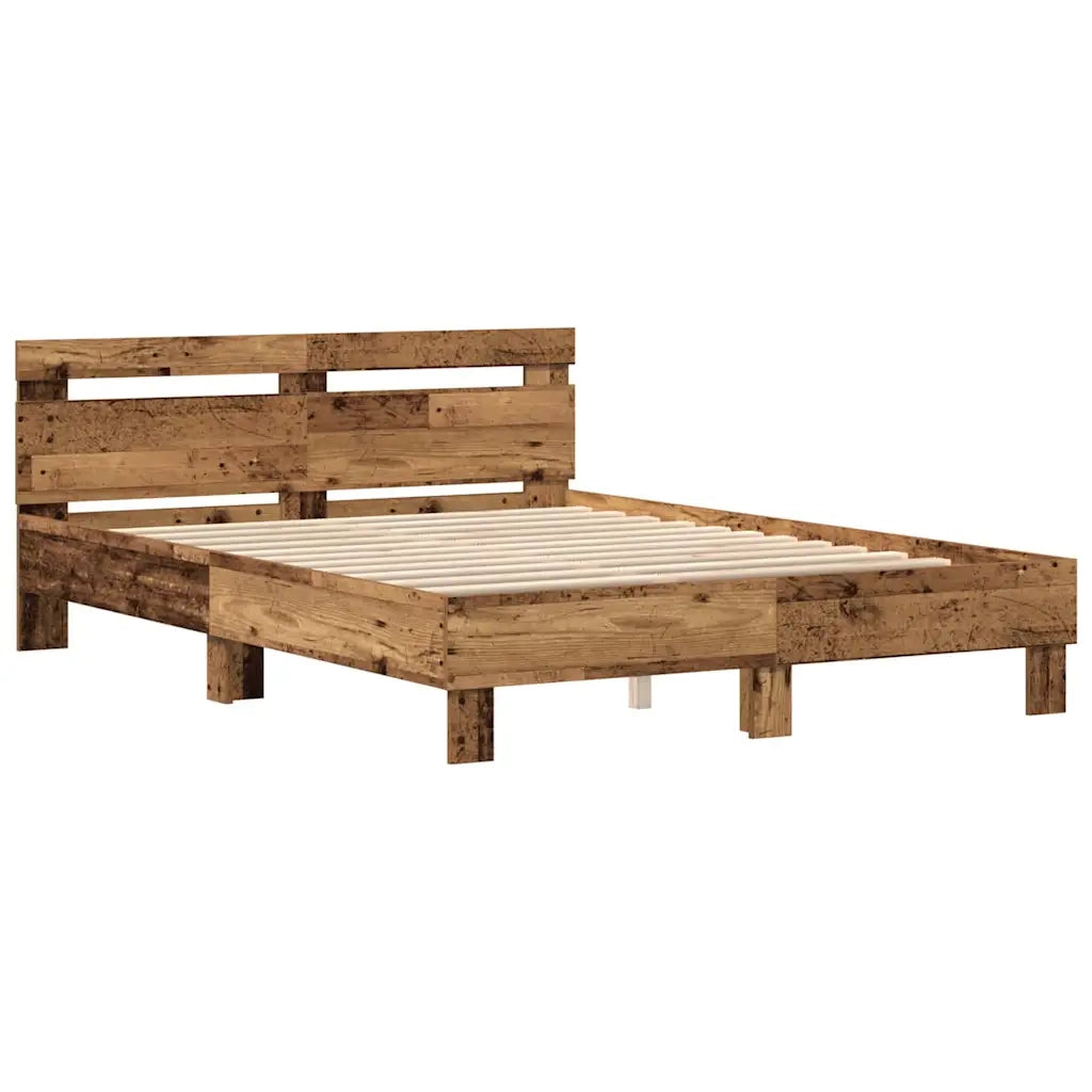 Struttura del letto con strisce LED Legno vecchio 140 x 200 cm 3333945