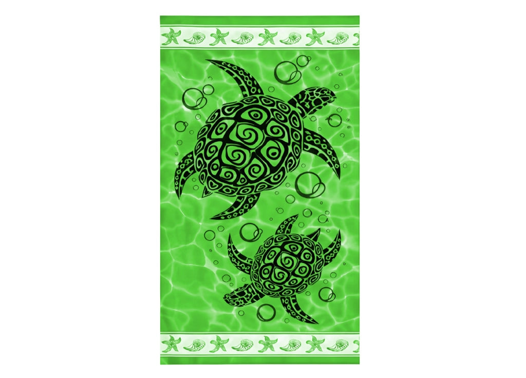 Telo Mare Grande 100x180 Spugna Spiaggia Piscina Maui Turtle D28 - Telo Mare - Verde Acido