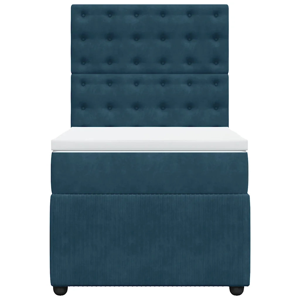 Giroletto a Molle con Materasso Blu Scuro 100x200 cm in Velluto