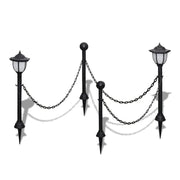 Barriera a catena con 2 luci solari e 2 pali di illuminazione decorativa 2402026