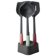 Brabantia 123184 Tasty+ Set Utensili da Cucina 4 Pezzi con Supporto in Nylon Termoresistente Fino a 220 °C Lavabile in Lavastoviglie colore Multicolore