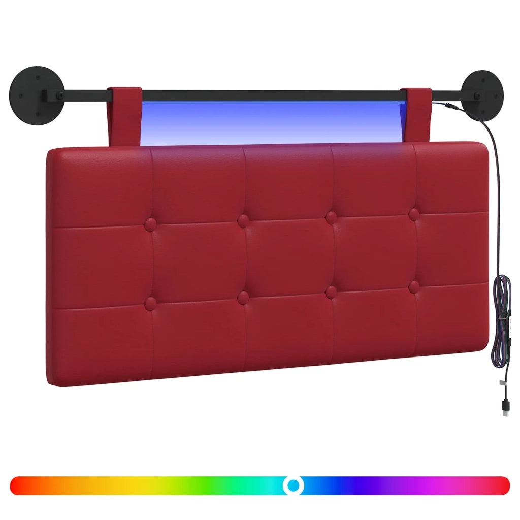 Testiera sospesa Con luce LED Rosso Vino Similpelle