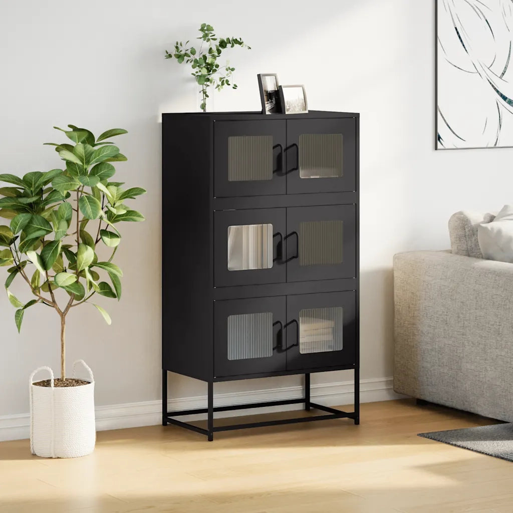 vidaXL Credenza Nera 68x39x123 cm in Acciaio