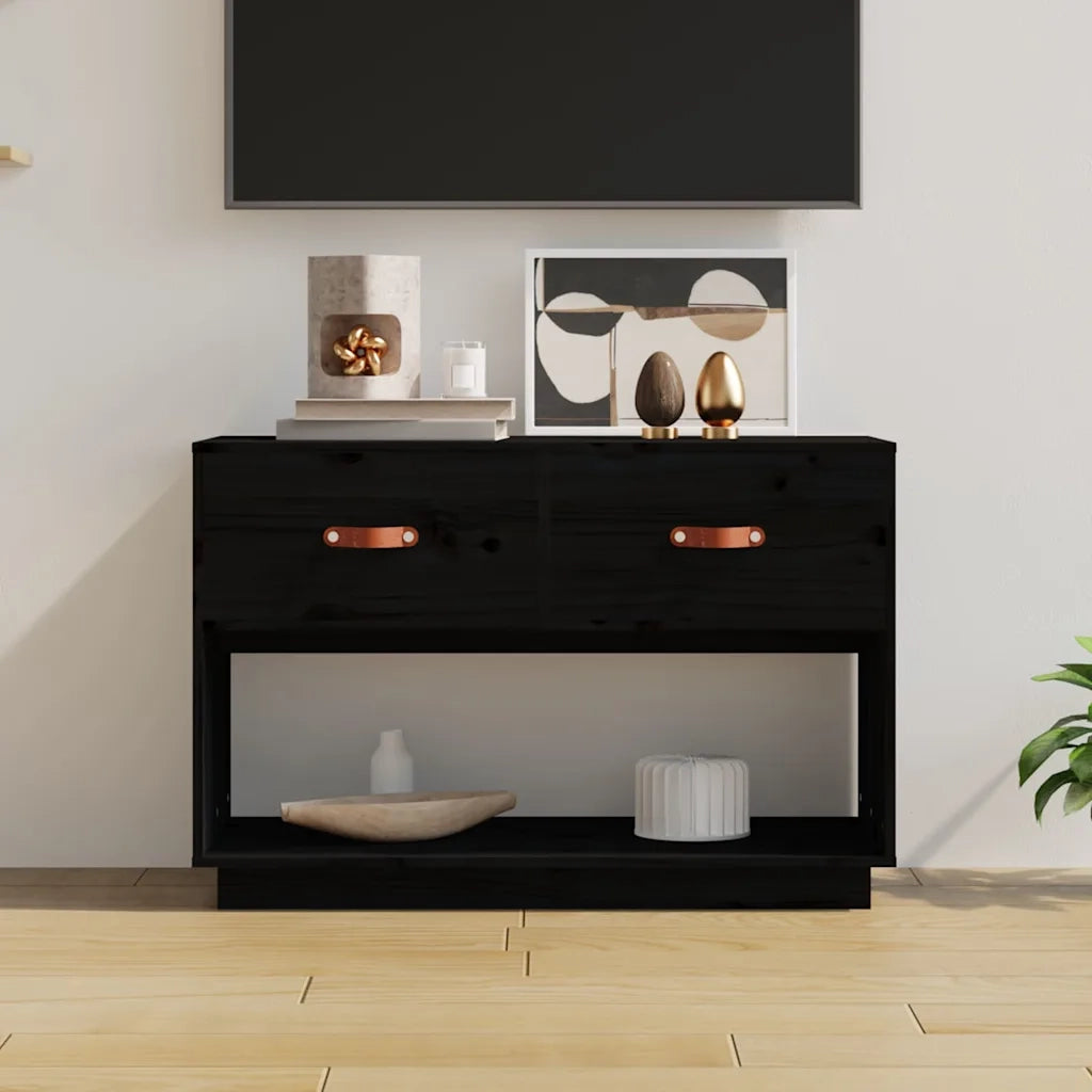 Mobile TV | Armadietto TV | Mobile Porta TV Nero 90x40x60 cm in Legno Massello di Pino