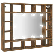 Armadio a specchio con illuminazione a LED 91 x 15 x 76,5 cm rovere fumé 02_0006664