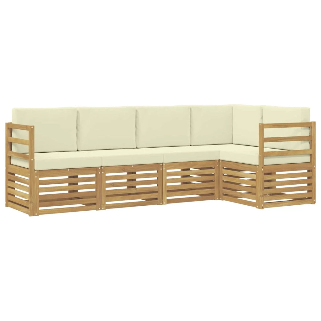Set divano sezionale con cuscino 5 pcs Bianco e Crema