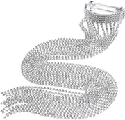 Accessori per capelli a forma di spilla - catena lunga - con applicazioni in strass - per donne - 39 cm