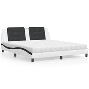 Letto con Materasso Zadar Bianco e Nero 180x200cm Similpelle