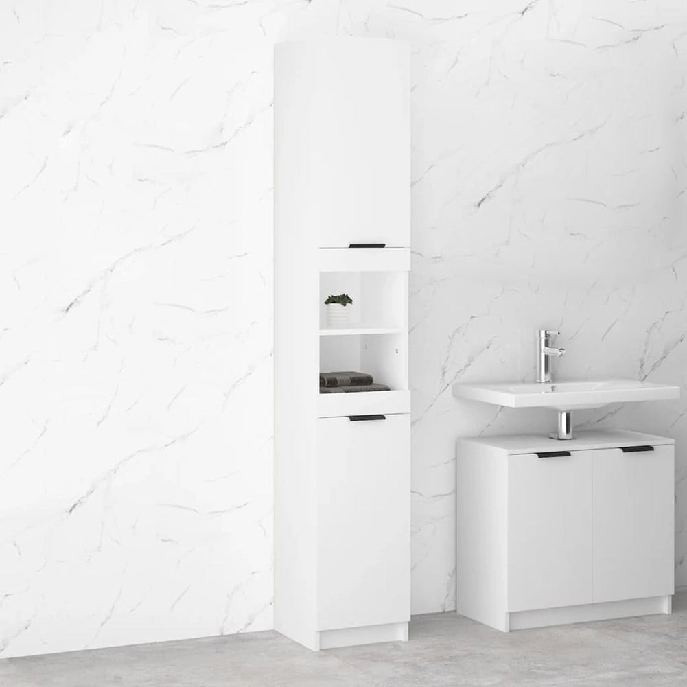 Mobile a Colonna Armadietto Salvaspazio da Bagno 4 Ripiani Interni 2 Ante H188cm