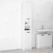 Mobile a Colonna Armadietto Salvaspazio da Bagno 4 Ripiani Interni 2 Ante H188cm