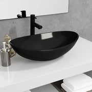 Lavandino in Vetro-Lavabo-Lavello Temperato 54,5x35x15,5 cm Nero