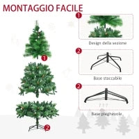 Alberello di Natale Decorato e Ignifugo per Interni con 782 Rami e Base in Metallo, Φ116x180 cm, Verde