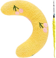 Cuscino per cani a forma di U - Plush - 27 x 17 x 6 cm - Giallo - Molto morbido - Incluso giocattolo con ruppolo - Cuscino per animali domestici