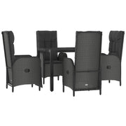 Mobili da pranzo e cuscini da giardino 5 pezzi in resina intrecciata nera 02_0014883