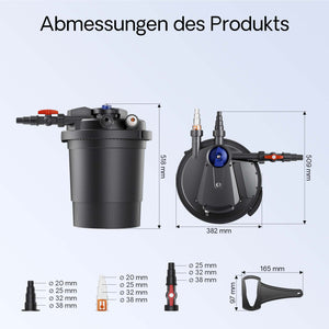 CPA-10000 Filtro a pressione per laghetto con UVC da 11 W Per laghetti fino a 12.000 litri