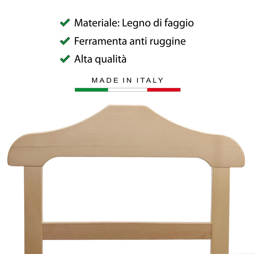 INDOSSATORE APPENDIABITI DA CAMERA PRATIC LEGNO DI FAGGIO NATURALE 44 X 25 X 98
