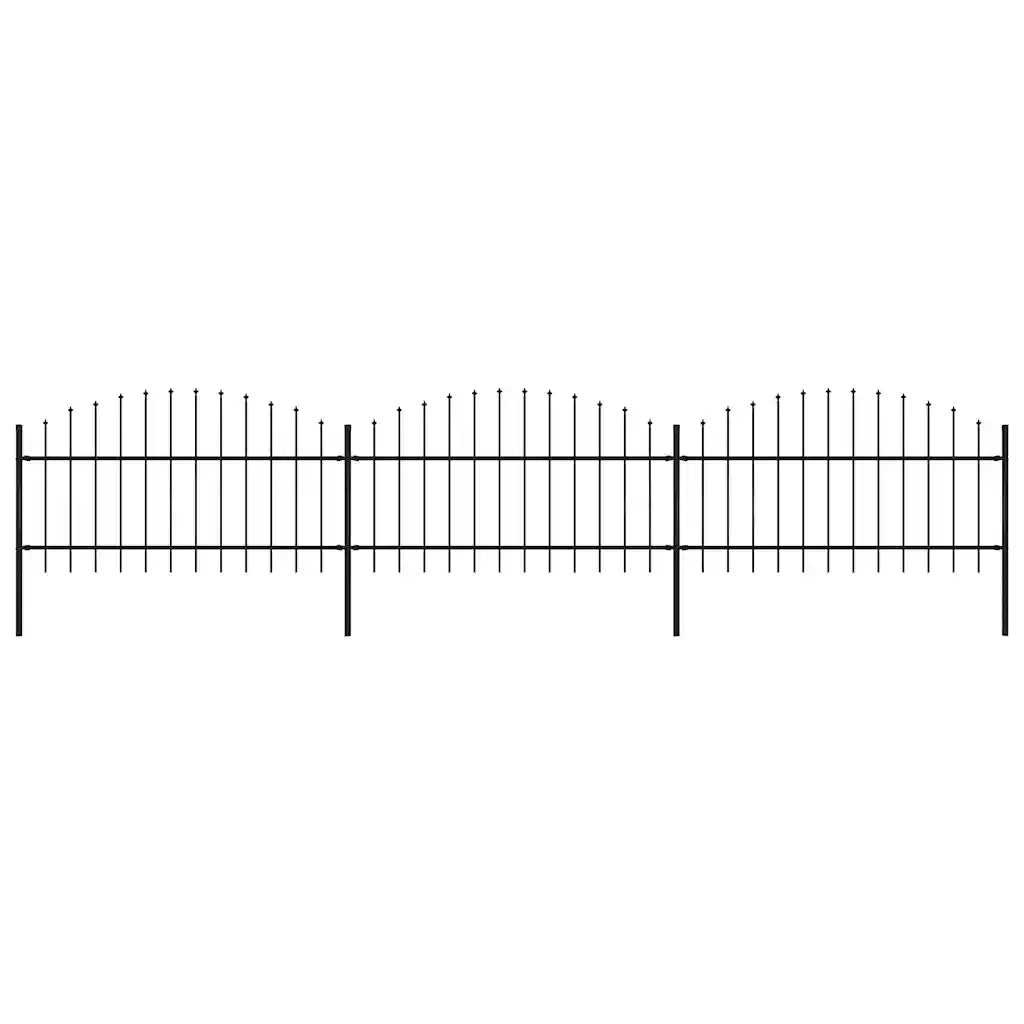 Recinzione da Giardino con Punta a Lancia in Acciaio 504x125 cm Nero 277723