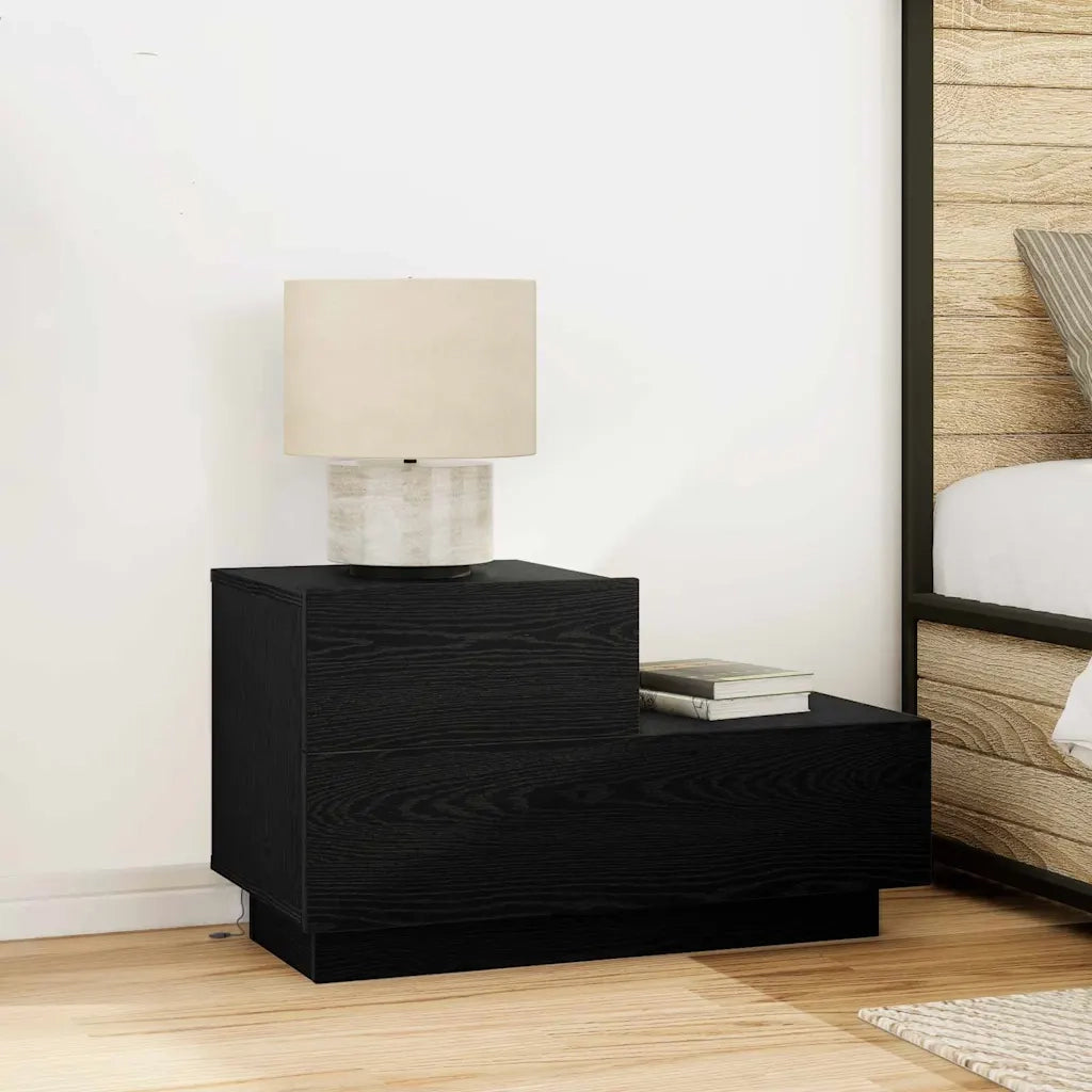 Comodino | Armadio da Notte | Mobiletto da notte con cassetto Rovere Nero 70 x 36 x 40,5 cm