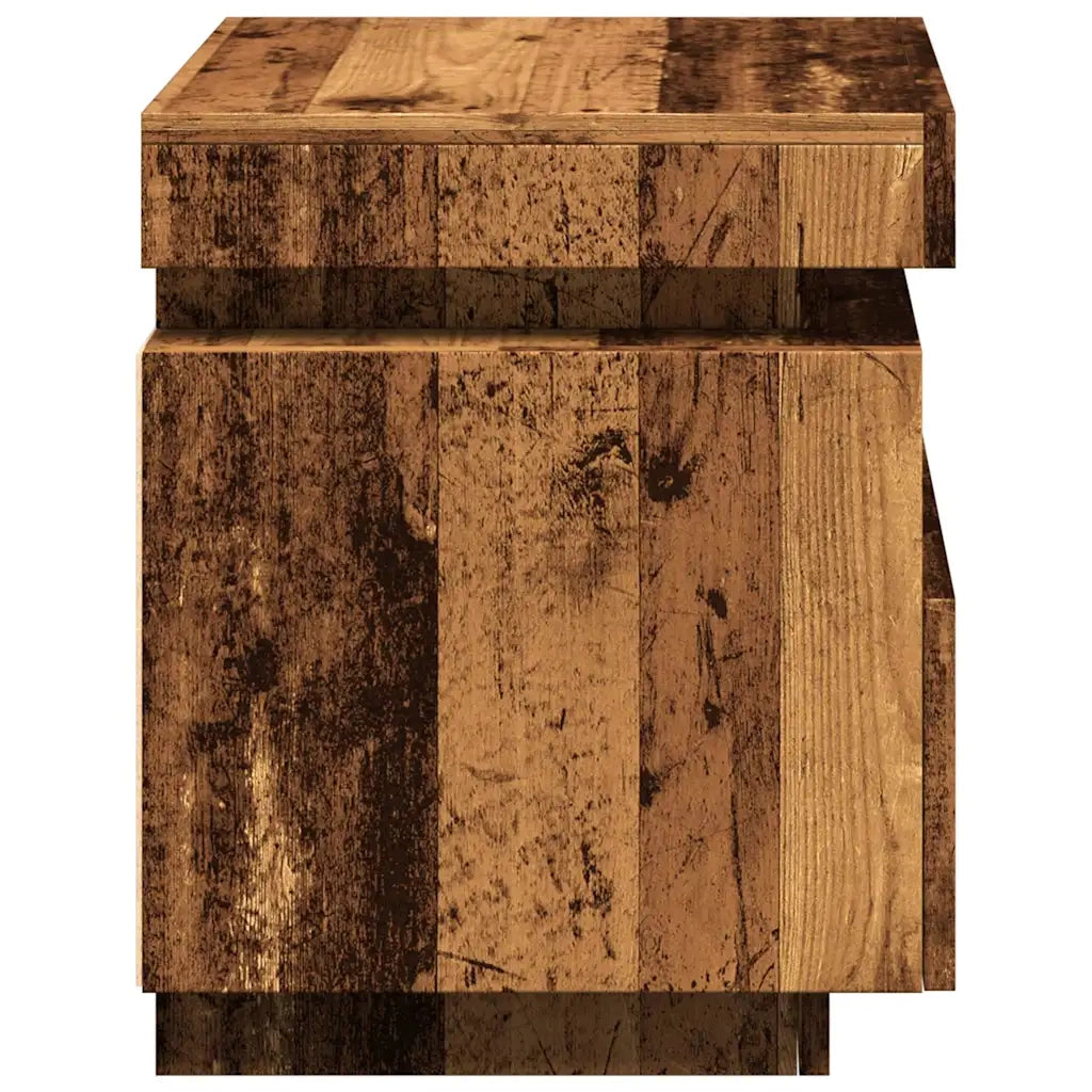 Comodino con Luci LED Legno Antico 40x39x48,5 cm 857658