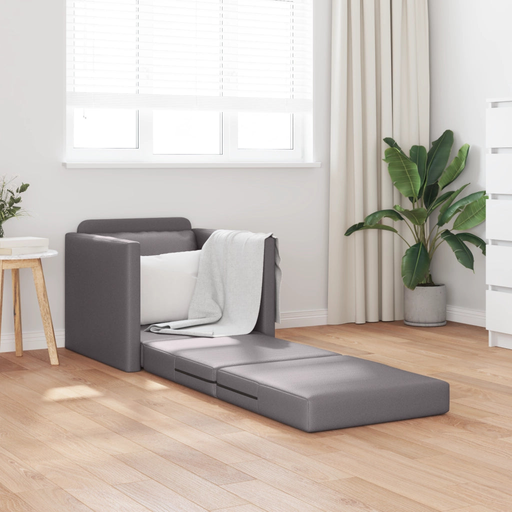 Divano Letto da Pavimento 2-in-1 Grigio 74x77x81 cm Pelle Sintetica