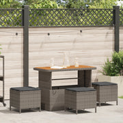 Set da Pranzo da Giardino 4 Pezzi con Cuscini Grigio in Polyrattan e Acacia