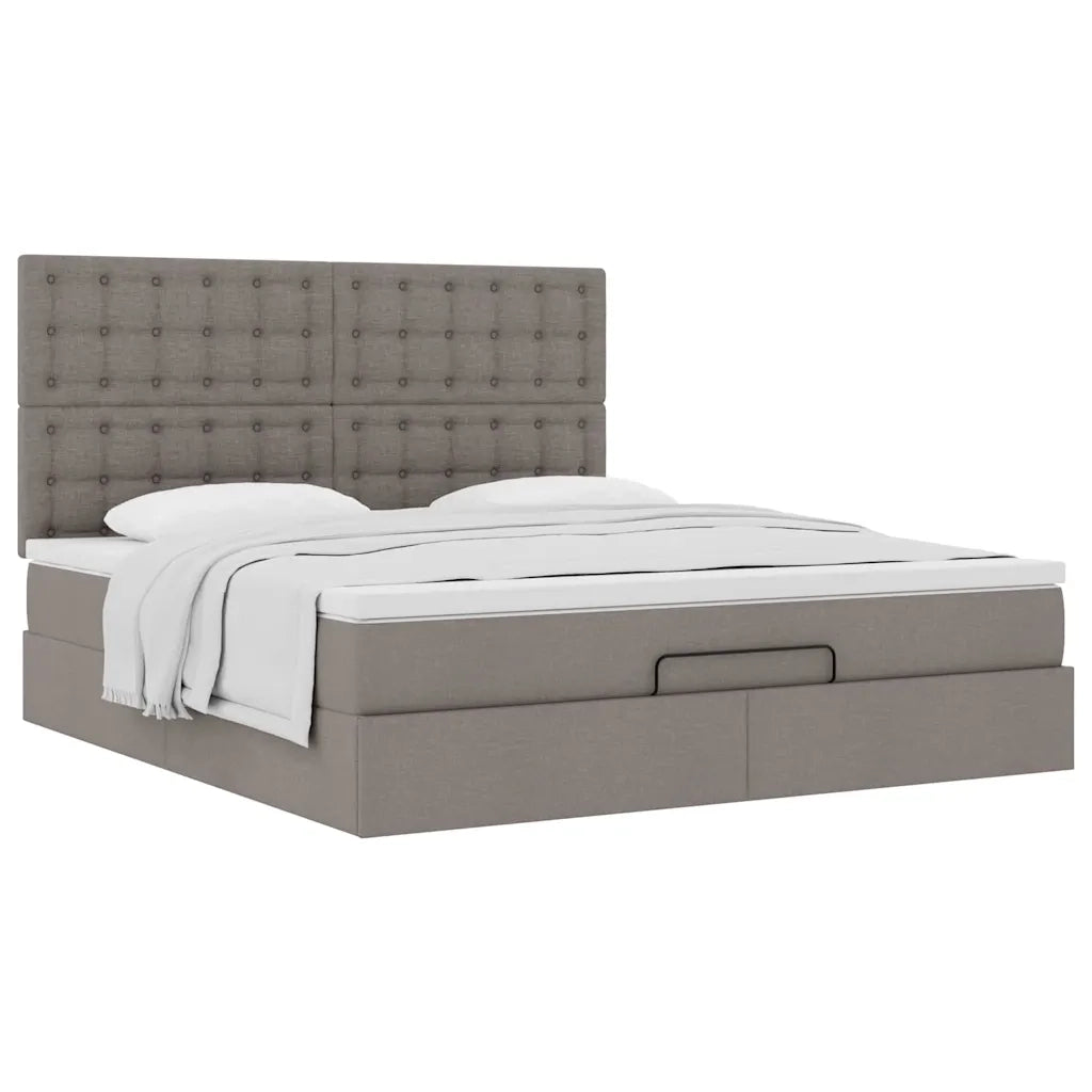 Struttura Letto Pouf con Materasso Tortora 160x200cm in Tessuto 3313338
