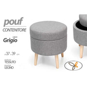 Pouf con contenitore grigio tondo cm cm 37 x 39 h