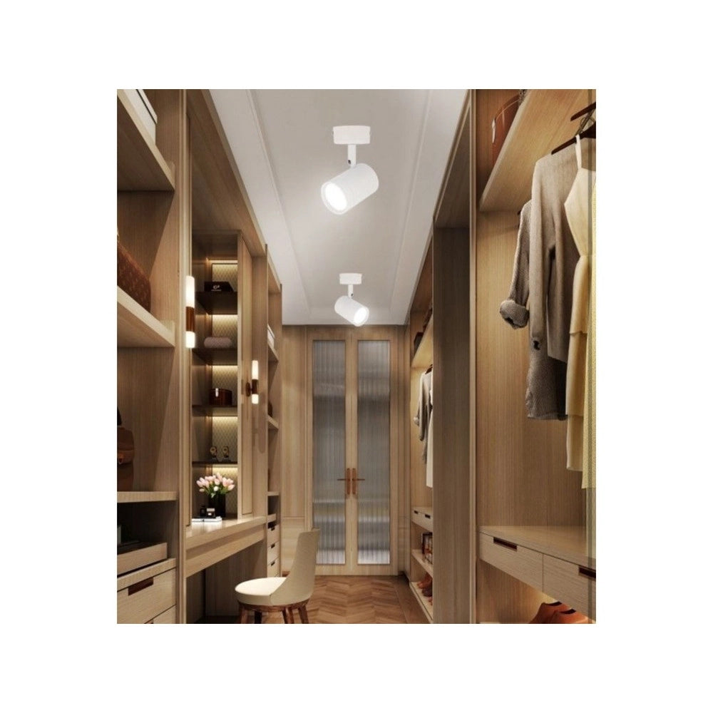 Trade Shop - Porta Faretto Proiettore Orientabile Da Soffitto Parete A Cilindro Gu10 P28-gu10 - Bianco