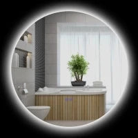 kleankin Specchio Bagno con Luci LED Regolabili, Interruttori Touch e Design Antiappannamento, Ø70 cm