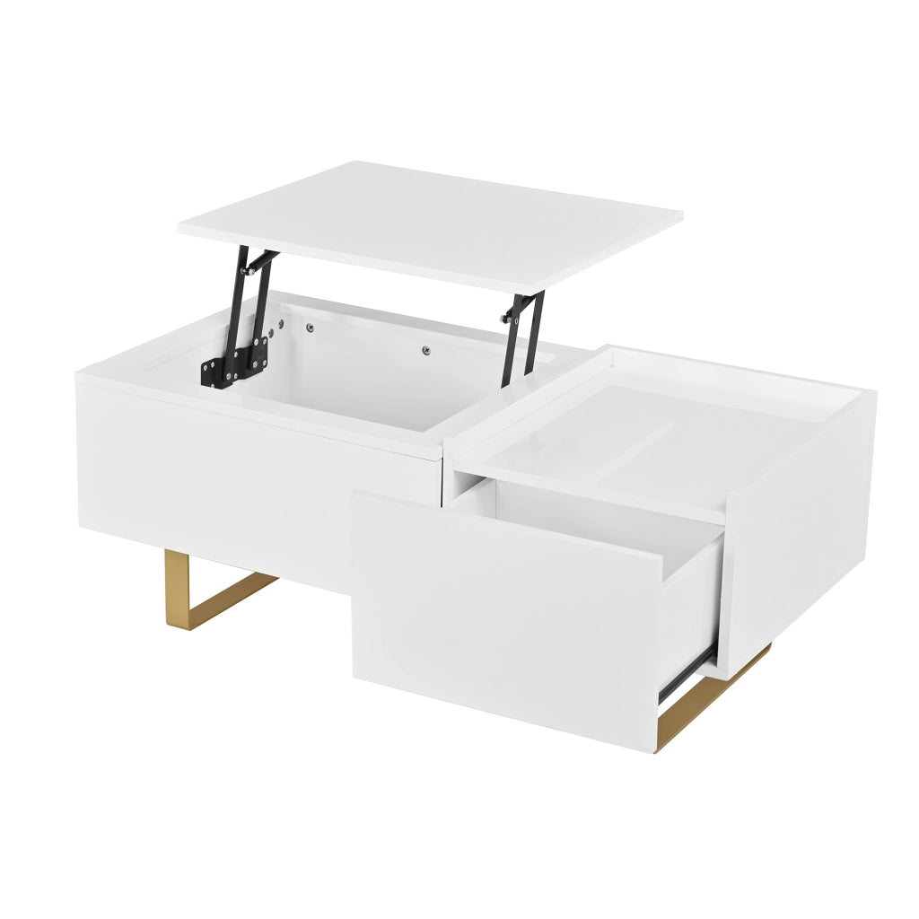 TAVOLINO Basso Rettangolare Altezza Regolabile 100x50x54,5 cm MDF Bianco