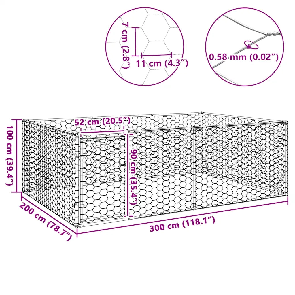 Cuccia per cani da esterno con porta 3x2x1 m in acciaio zincato 4105413