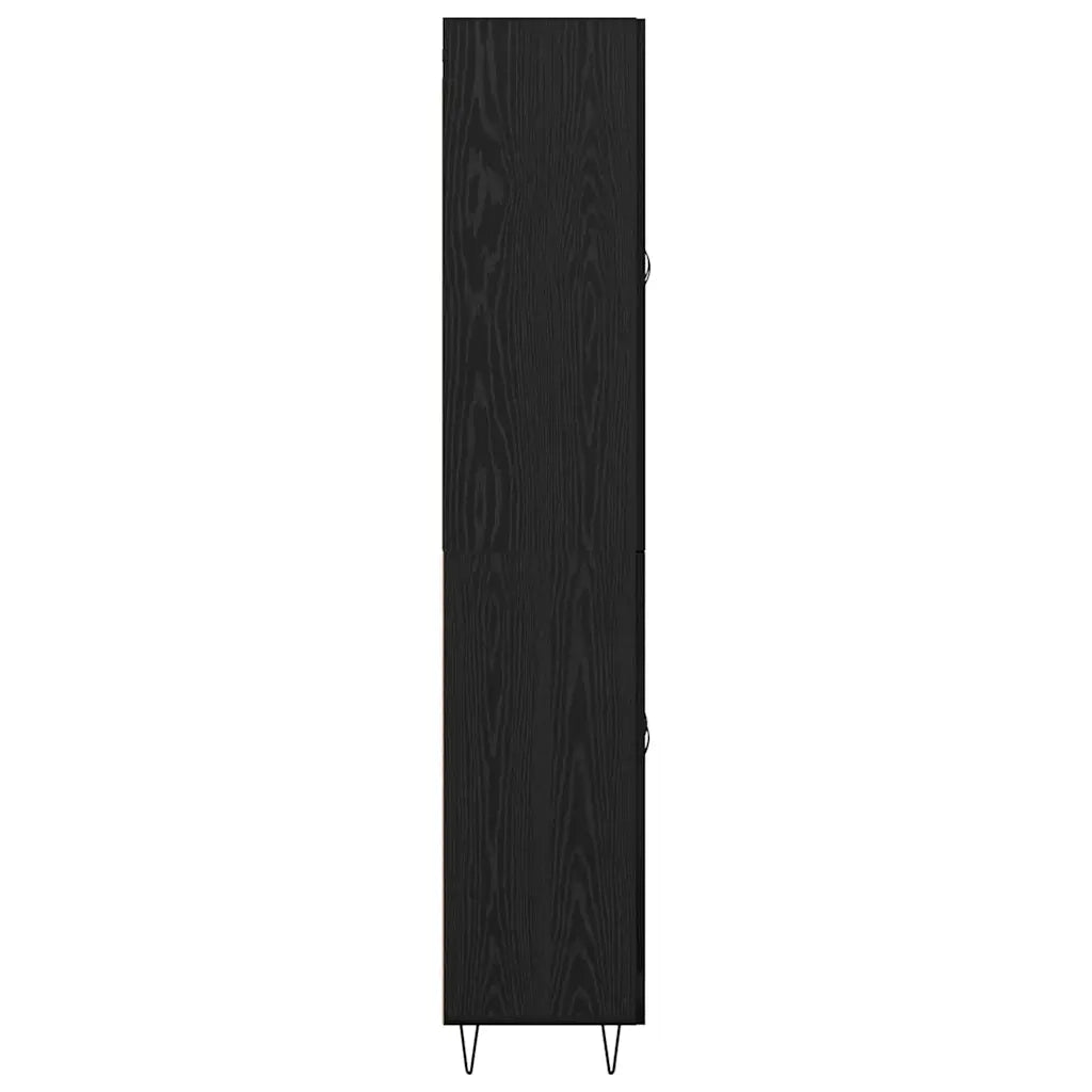 Credenza 2 pcs Rovere Nero Legno ingegnerizzato e vetro