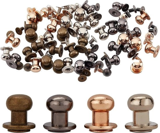 40 Set di 4 Colori 8x10x10mm Viti a Testa Sferica con Boccole - Viti a Boccole per Legno - Per Reparazioni DIY a Casa - Artigianato e Borse - Portafogli e Borse da Mano.