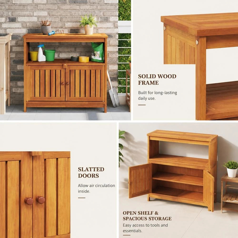 Garden Console Table 80x35x75 Cm Solid Acacia Wood